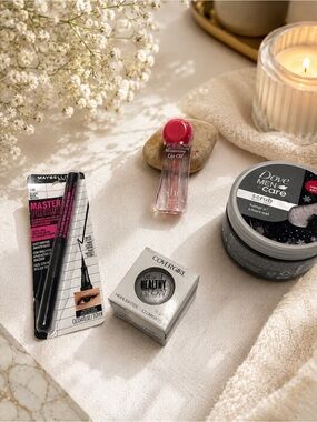 4-Piece Beauty & Self-Care Bundle | Maybelline, CoverGirl, Dove + Lip Oil